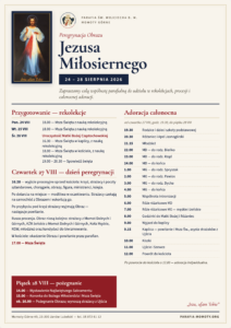Plakat peregrynacji Obrazu Jezusa Miłosiernego w Momotach Górnych, 24-28 sierpnia 2026